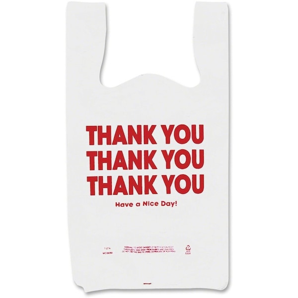 Cosco Thank You Plastic Bags, .55 Mil, 11"x22", 250/BX, White 250PK COS063036 - main